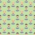 Hair loss stages man seamless pattern and types of baldness illustrated on male head. Royalty Free Stock Photo