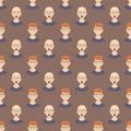 Hair loss stages man seamless pattern and types of baldness illustrated on male head. Royalty Free Stock Photo