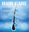 Hair Nourishing shampoo ads design. Concept ends splitting prevention. Hair care Shampoo for health. Shampoo with