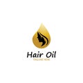 hair oil essential logo with drop oil and hair logo symbol-vector.