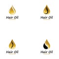 hair oil essential logo with drop oil and hair logo symbol-vector.