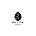 hair oil essential logo with drop oil and hair logo symbol-vector.