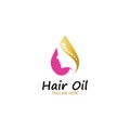 hair oil essential logo with drop oil and hair logo symbol-vector.