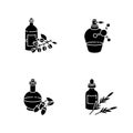 Hair oils black glyph icons set on white space