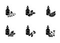 Hair oils black glyph icons set on white space