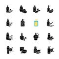 Hair oils black glyph icons set on white space