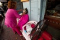 Hair removal in Chinatown Bangkok.