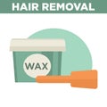 Hair removal commercial with big container of wax