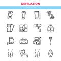 Hair depilation, laser hair removal. Linear icons Royalty Free Stock Photo