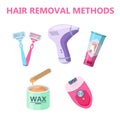 Hair removal methods infographic for the women