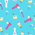 Hair removal methods. Seamless pattern background. Vector