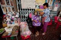 Hair removal (Threading) in Chinatown Bangkok. Royalty Free Stock Photo
