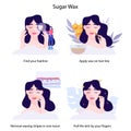 Hair removal tips for women set. How to use sugar wax with spatula.