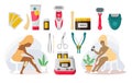 Facial and leg hair removal tools set, flat vector isolated illustration. Shaving and depilation.