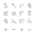 Hair removal tools icons set Royalty Free Stock Photo