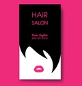 Hair salon business card templates with black hair and beautiful Royalty Free Stock Photo