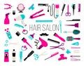 Hair salon - hair cut, manicure, makeup, hair coloring, hairdressing, styling professional beauty tools and equipment