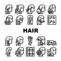 Hair Salon Hairstyle Service Icons Set Vector