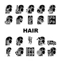 Hair Salon Hairstyle Service Icons Set Vector