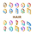 Hair Salon Hairstyle Service Icons Set Vector