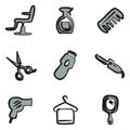 Hair Salon Icons Freehand 2 Color Royalty Free Stock Photo