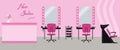 Hair salon interior in a pink color