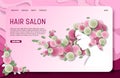 Vector paper cut hair salon landing page website template