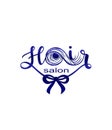 Hair salon logo banner.A lock of hair silhouette.Hair lettering. Royalty Free Stock Photo