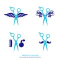 Hair salon logo set with scissor