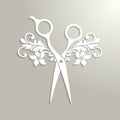 Hair salon logo with white scissor