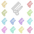 Hair salon, scissors, brushing multi color icon. Simple thin line, outline vector of beauty icons for ui and ux, website or mobile Royalty Free Stock Photo
