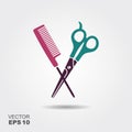 Hair salon with scissors and comb vector icon Royalty Free Stock Photo