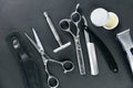 Hair Salon Tools. Barber Scissors And Shaving Equipment Royalty Free Stock Photo