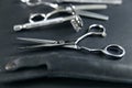 Hair Salon Tools. Barber Scissors And Shaving Equipment Royalty Free Stock Photo