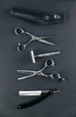 Hair Salon Tools. Barber Scissors And Shaving Equipment Royalty Free Stock Photo