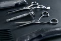 Hair Salon Tools. Barber Scissors And Shaving Equipment Royalty Free Stock Photo