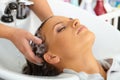 Hair salon. Washing with shampoo. Royalty Free Stock Photo