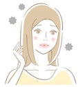 Hair and scalp odor young woman illustration. Hair care beauty concept