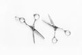 Hair Scissors On White. Hairstylist Tools