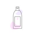 Hair Shampoo, Conditioner, Body Lotion. Bottle. Cosmetic product. Flat Design Black Linear Contour. Vector Icon isolated Royalty Free Stock Photo