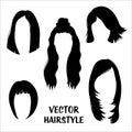 Hair Silhouettes. Vector set of women`s hairstyles. Royalty Free Stock Photo