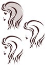 Hair stile icon, womans face Royalty Free Stock Photo