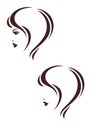 Hair stile icon, womans profile, haircut Royalty Free Stock Photo