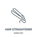 hair straightener icon vector from barber shop collection. Thin line hair straightener outline icon vector illustration