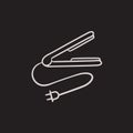 Hair straightener sketch icon.