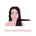 Hair Straightening flat icon. Colored element sign from beauty salon collection. Flat Hair Straightening icon sign for Royalty Free Stock Photo