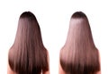 Hair straightening before and after Royalty Free Stock Photo