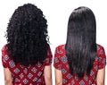 Hair before and after straightening