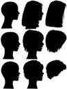 Hair Style Beauty Salon Woman Profile Silhouettes