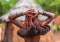 Hair style of Himba women, tribespeople living in Namibia